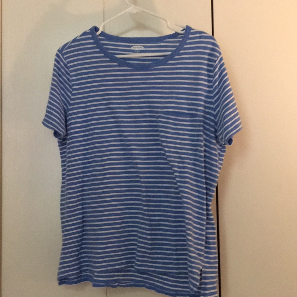 Blue and white stripe boyfriend tee